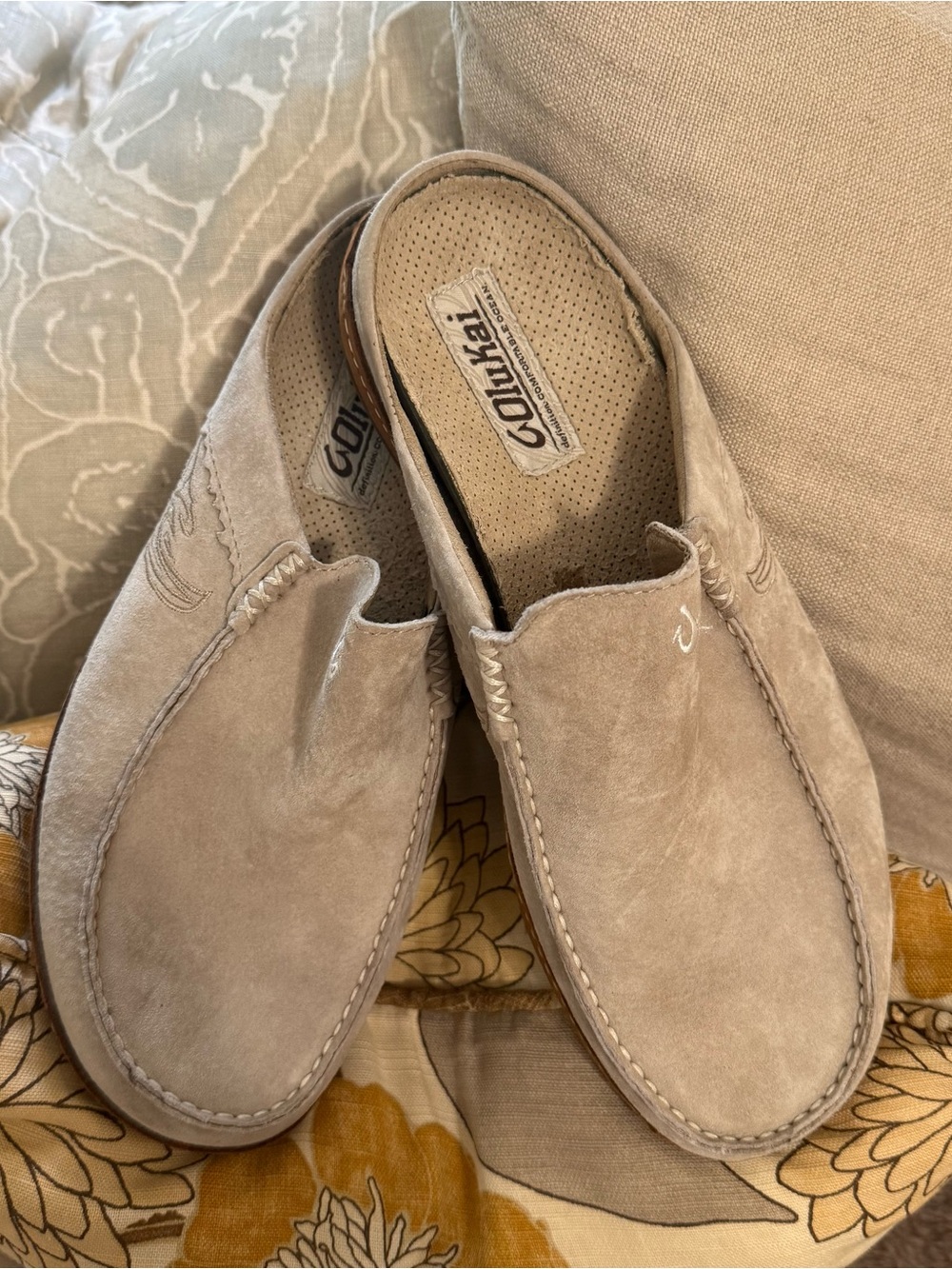 OluKai Kono Men's Suede Slip-On Loafers in Taupe